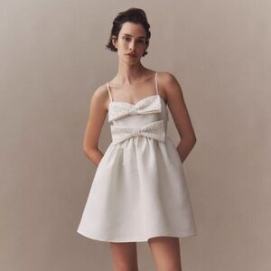 Sachin & Babi Sloane White Pearl Bow Mini Dress